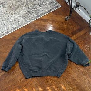 Joah Brown Oversized Crew Pullover in Washed Black